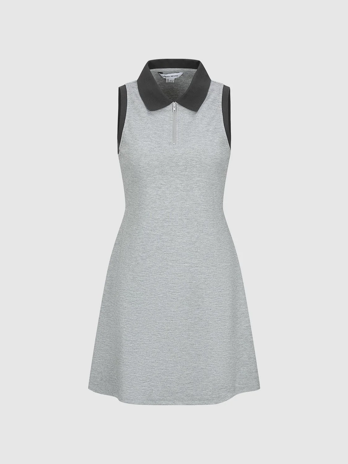 Contrast Polo Neck Sleeveless A-Line Midi Dresses - Image 7