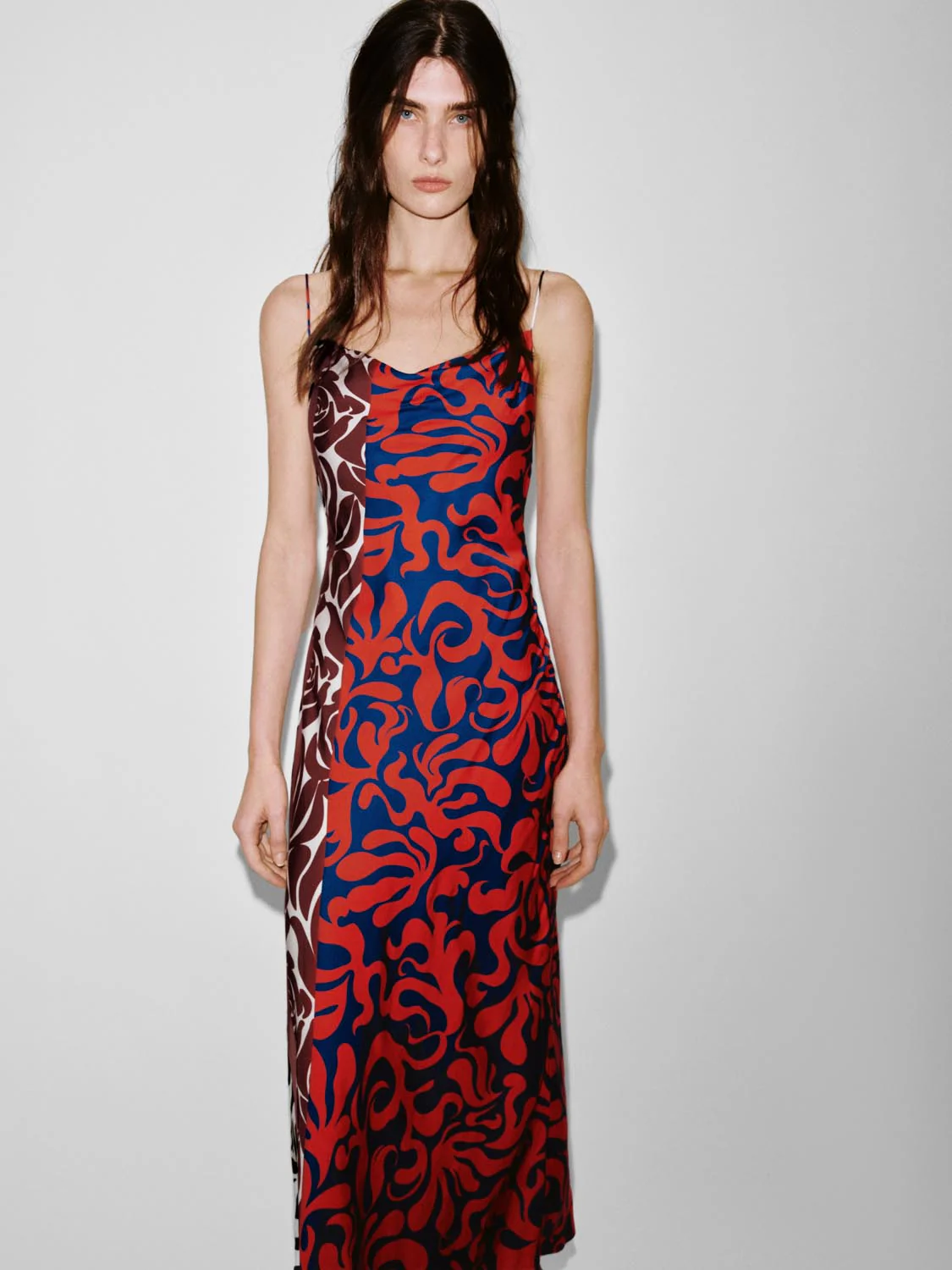 Contrast Printed Strappy Skinny Fit Maxi Dresses - Image 4
