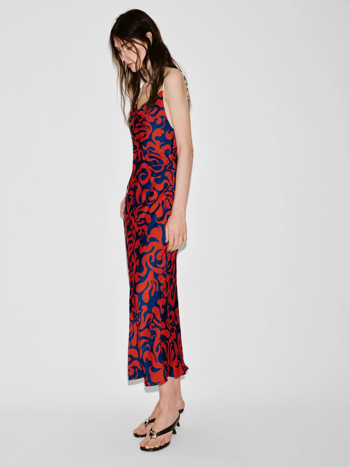 Contrast Printed Strappy Skinny Fit Maxi Dresses - Image 5