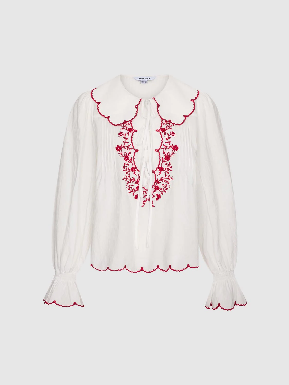 Contrast Ruffle Trim Tie Detail Overhead Shirts - Image 7