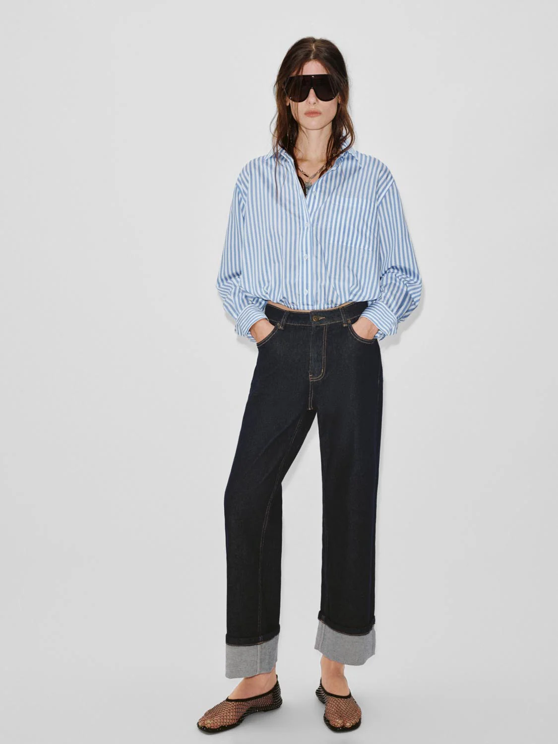 Contrast Striped Balloon Hem Overhead Shirts - Image 13