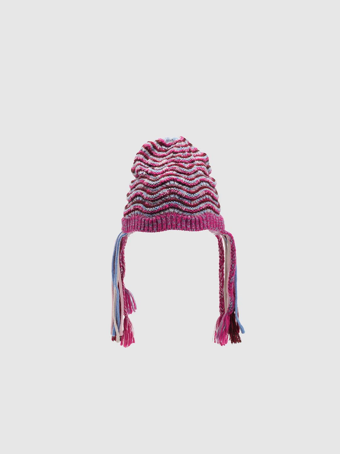 Contrast Striped Fringe Detail Knitted Hats - Image 7