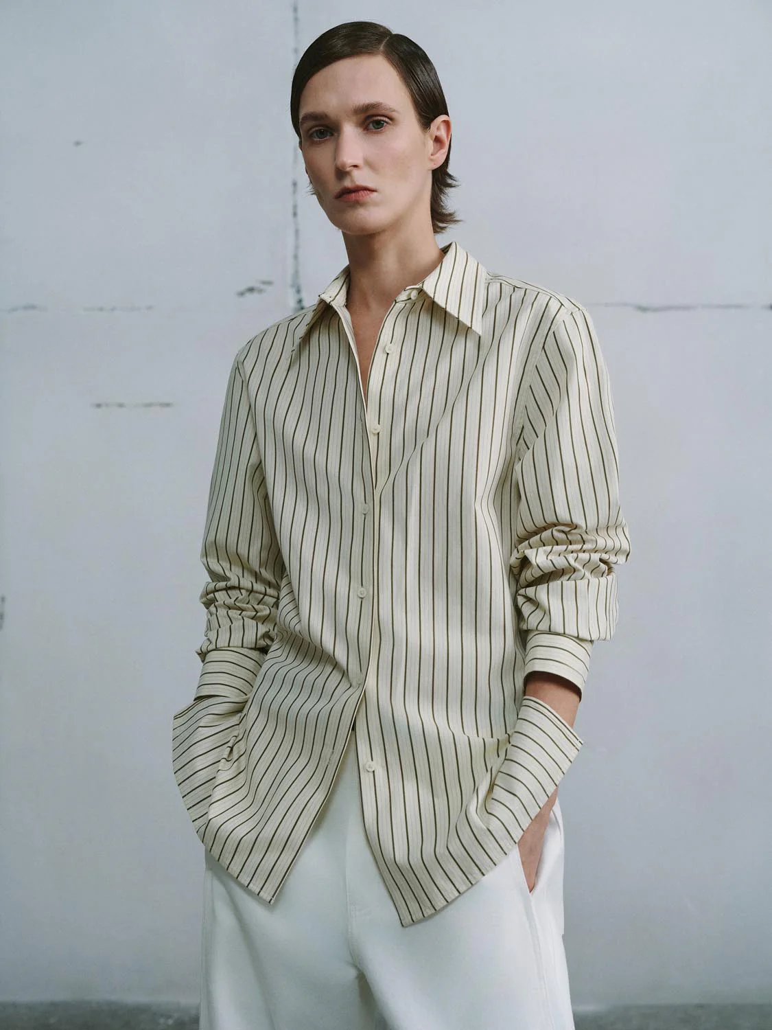 Contrast Striped Loose-Fit Shirts - Image 2