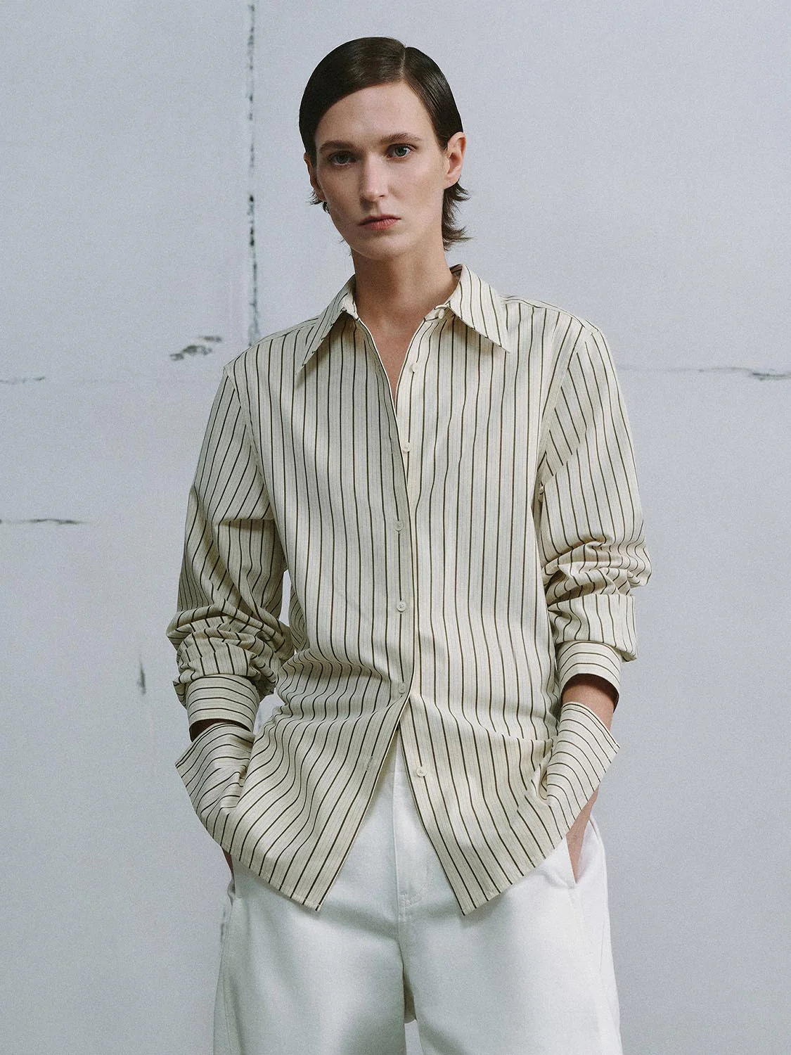 Contrast Striped Loose-Fit Shirts - Image 9