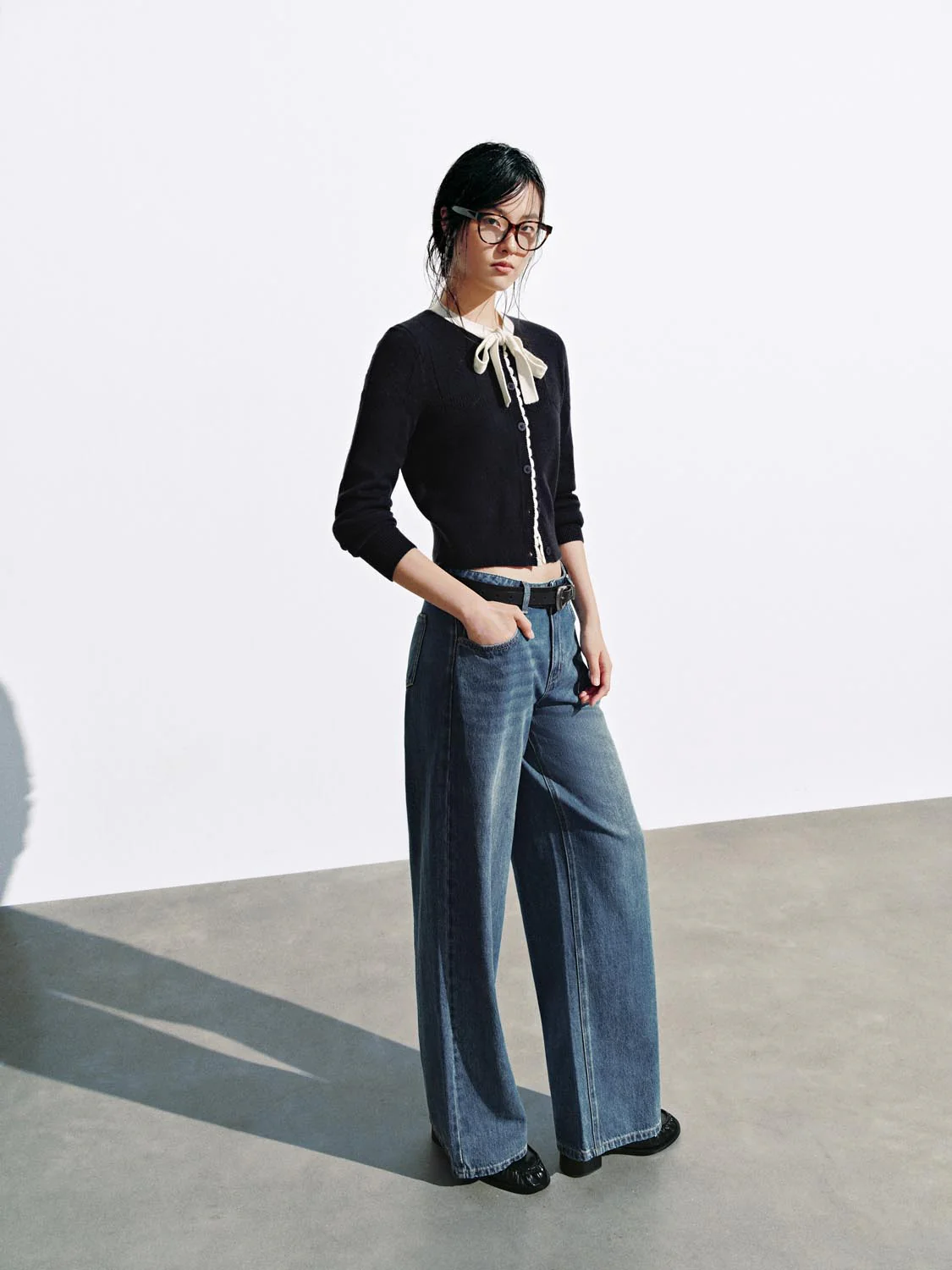 Contrast Tie Neck Knitted Cardigans - Image 13