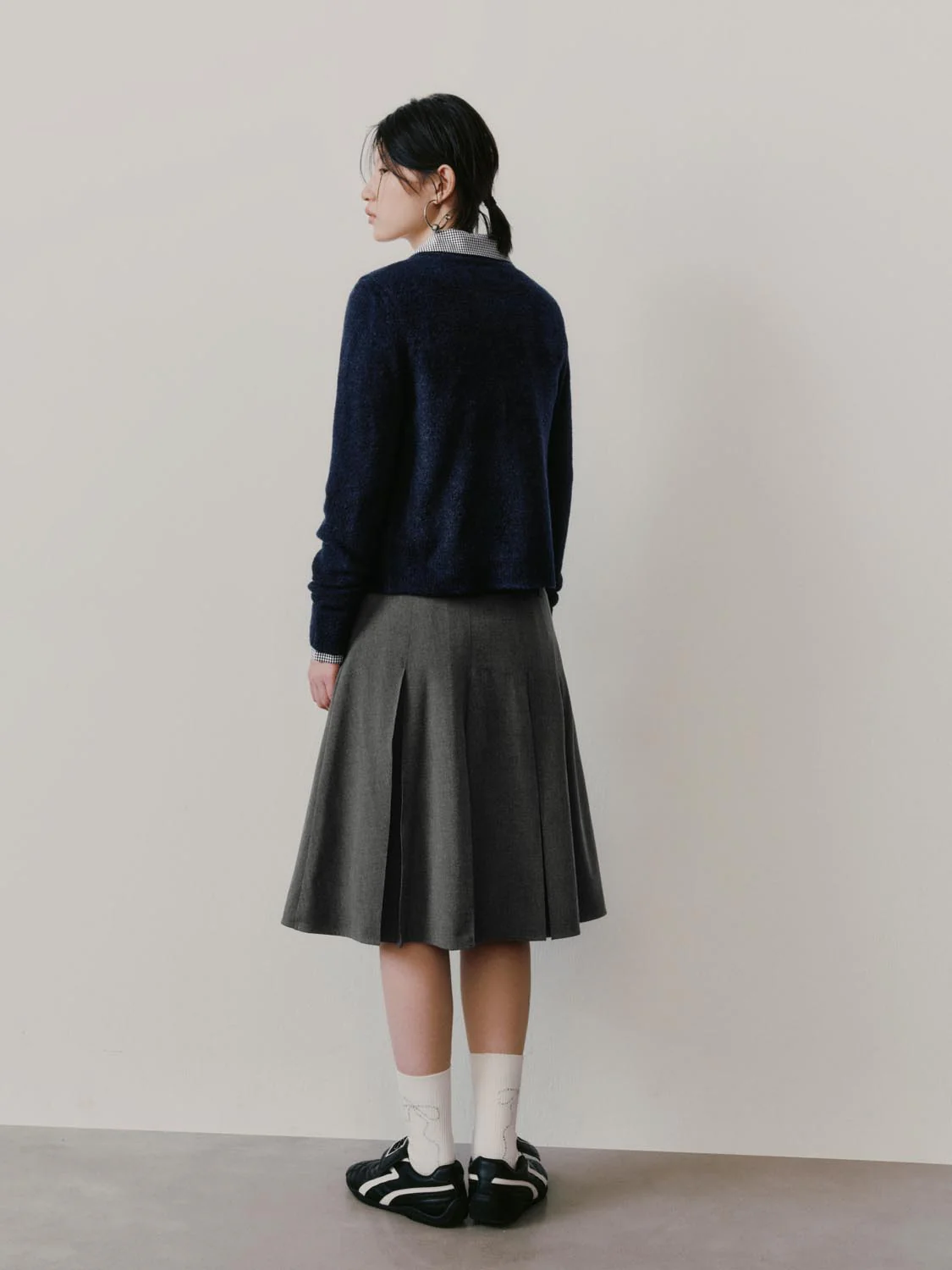 Contrast Trim Drawstring Pleated A-Line Mini Skirts - Image 4