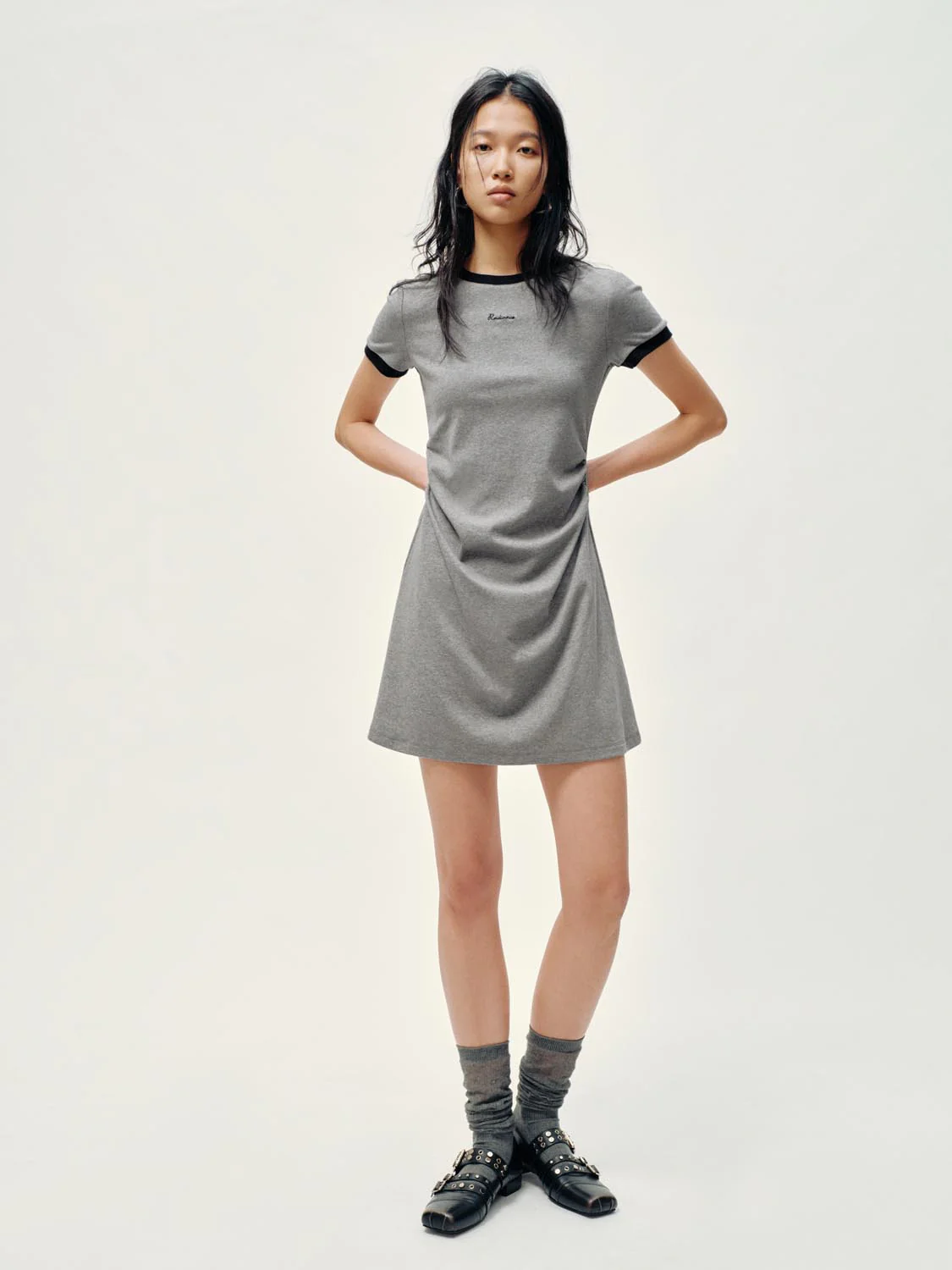 Contrast Trim Nipped Waist A-Line Midi Dresses - Image 4