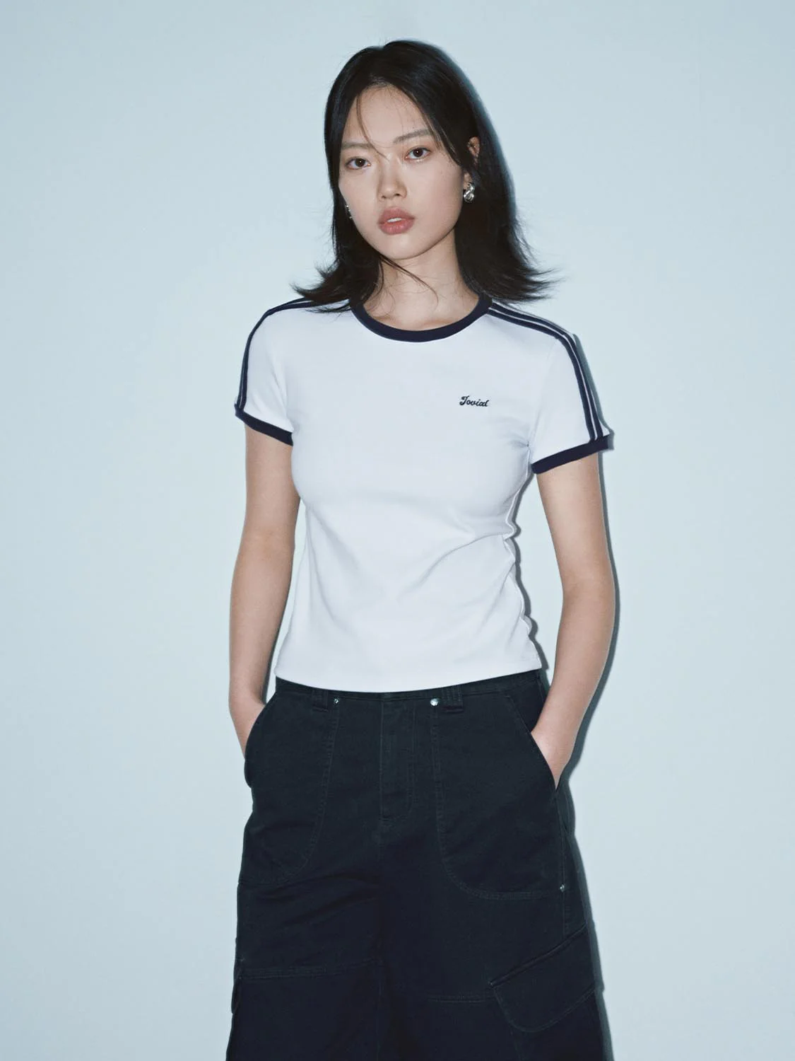 Contrast Trim Nipped Waist T-Shirts