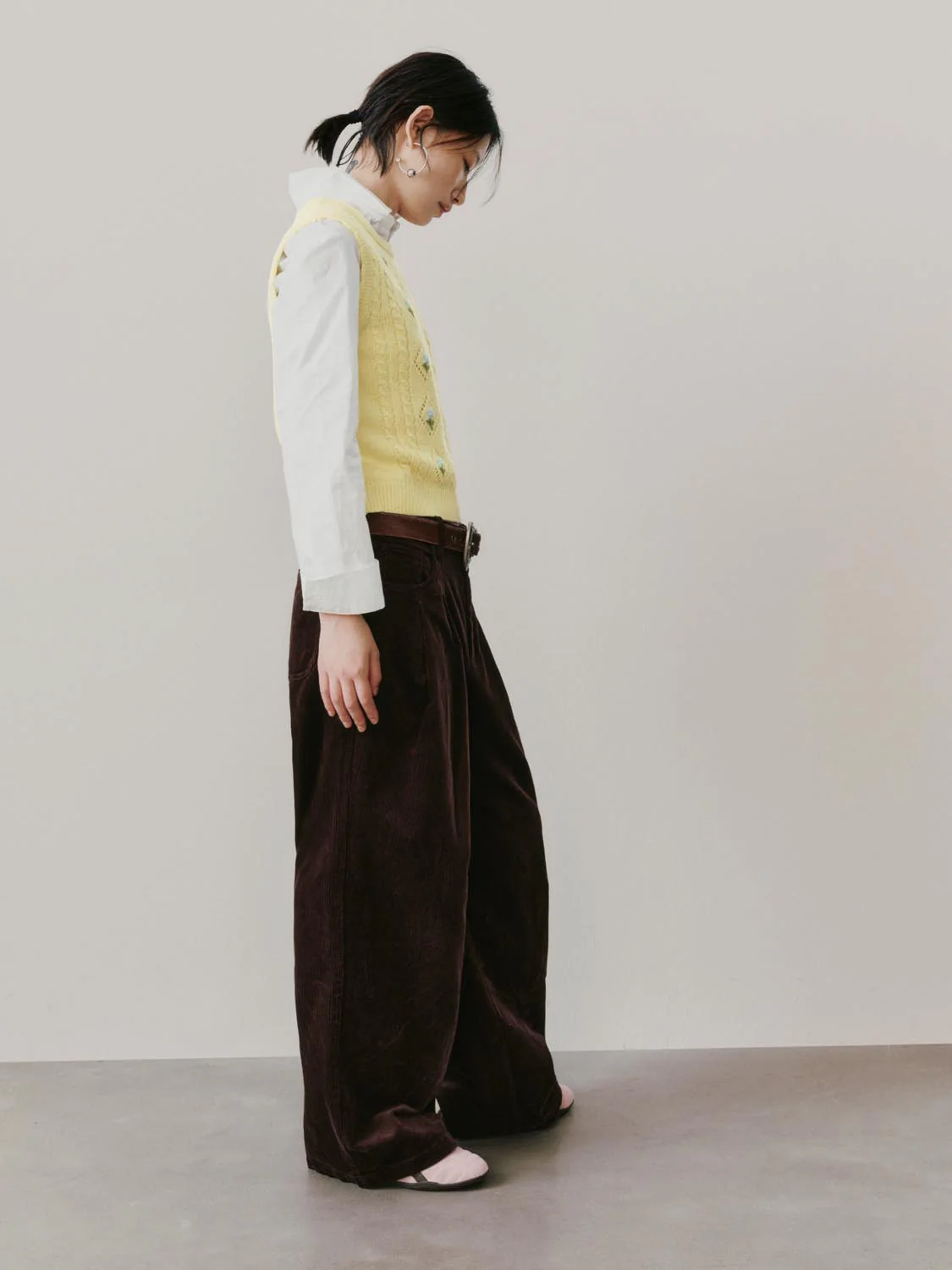 Corduroy Pleated Wide Leg Pants - Image 6