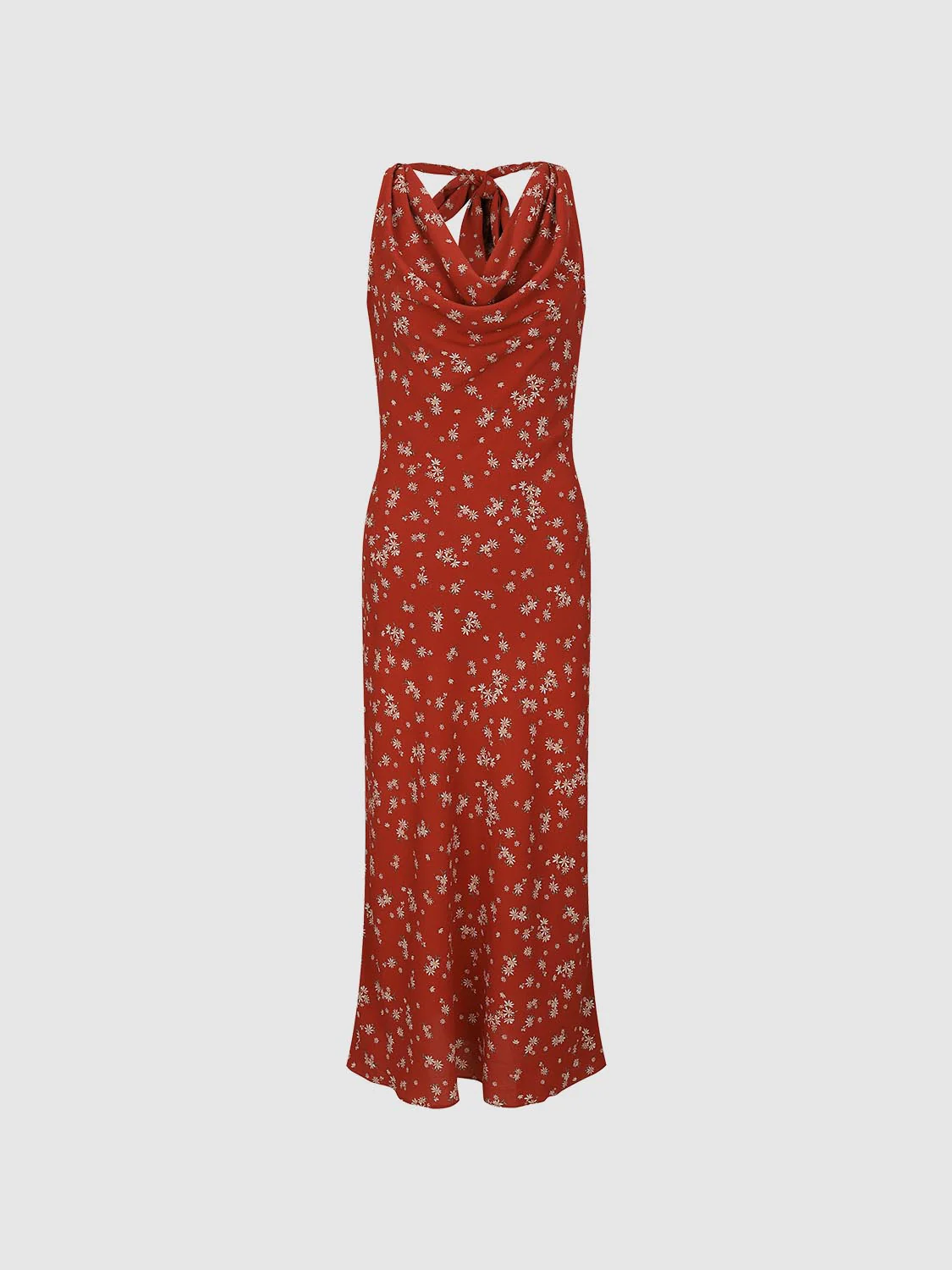 Cowl Neck Sleeveless Straight Midi Dresses - Image 7