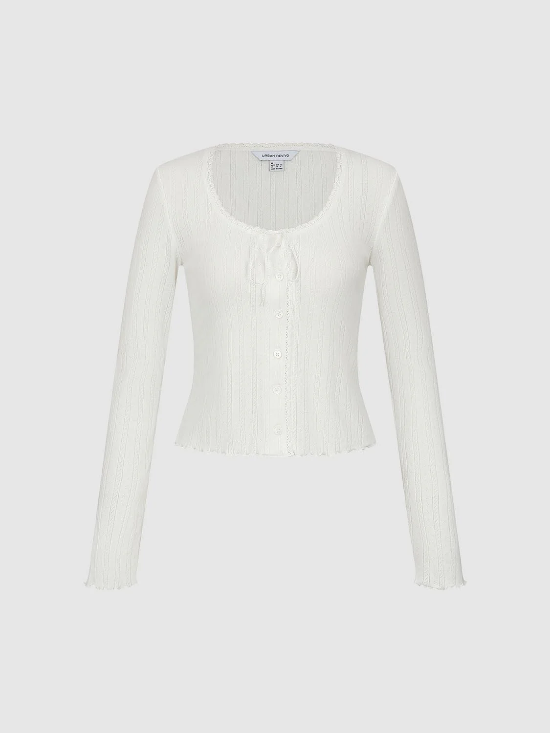 Crew Neck Bow Detail Ruffle Trim Long Sleeve T-Shirts - Image 7