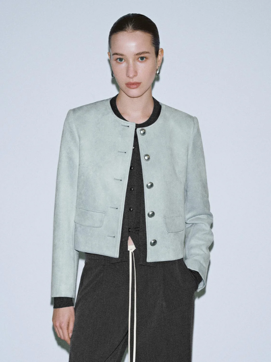 Crew Neck Button Up Jackets - Image 17