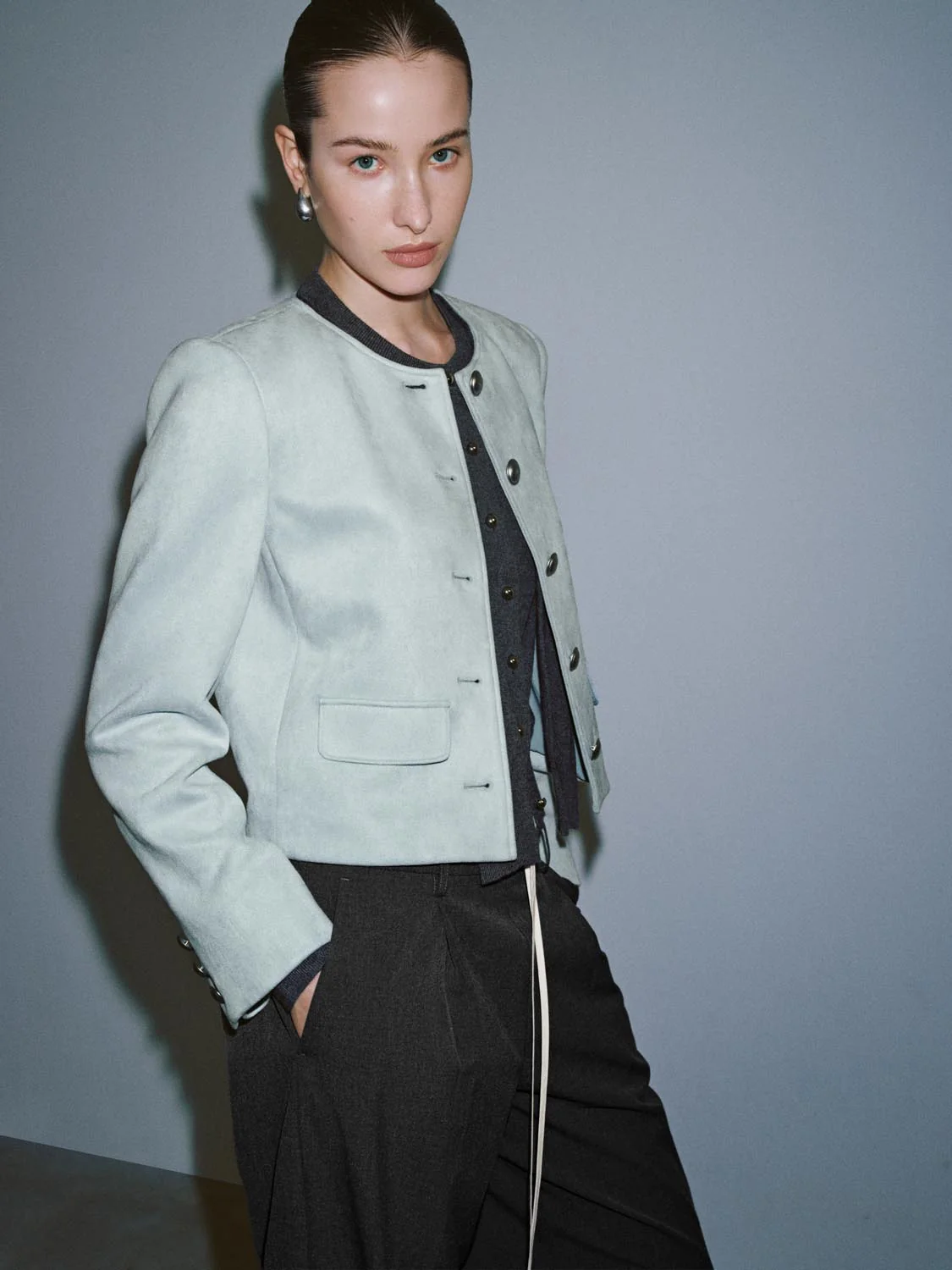 Crew Neck Button Up Jackets - Image 2