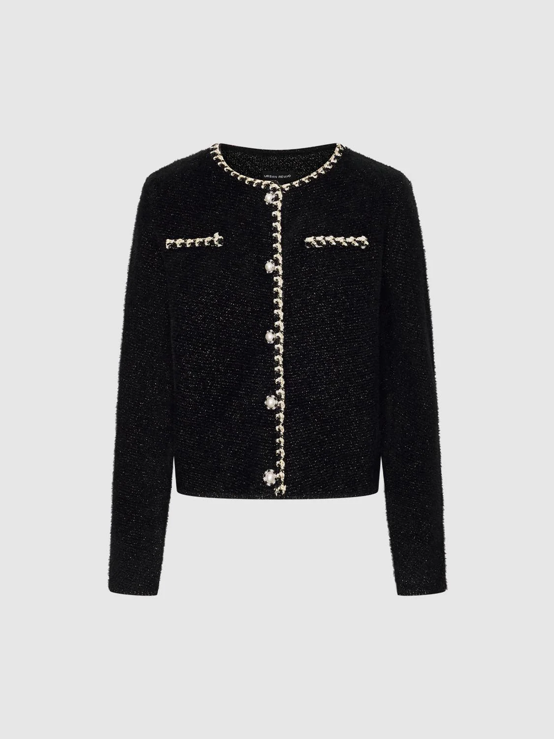 Crew Neck Contrast Trim Knitted Cardigans - Image 7