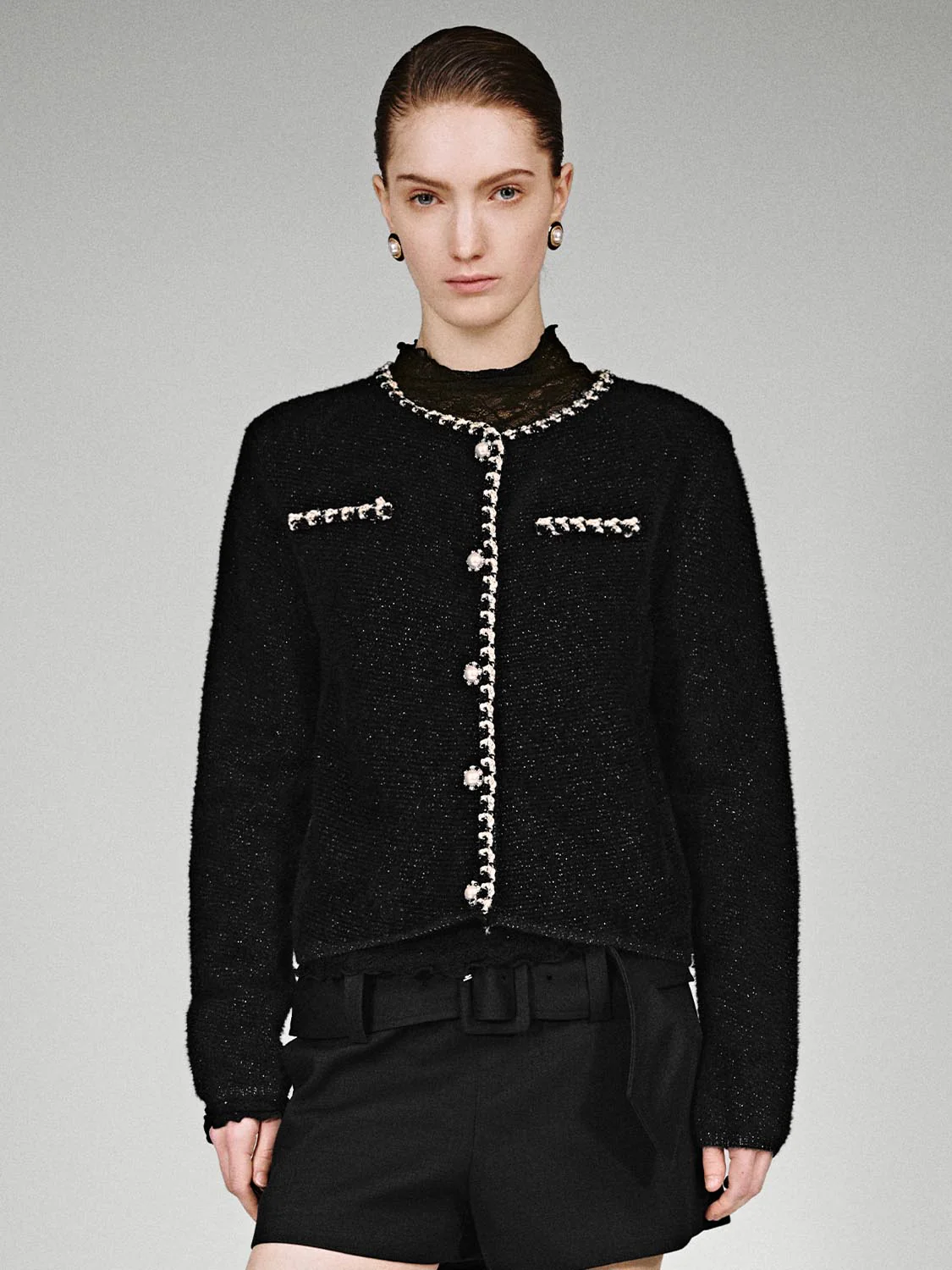 Crew Neck Contrast Trim Knitted Cardigans - Image 9