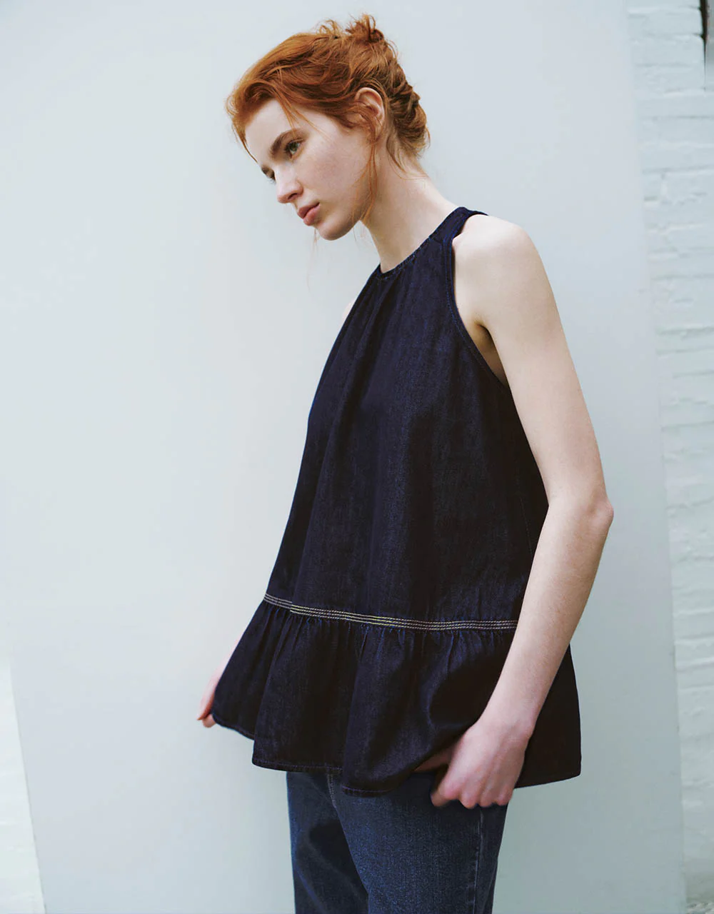 Crew Neck Denim Tank Top - Image 2