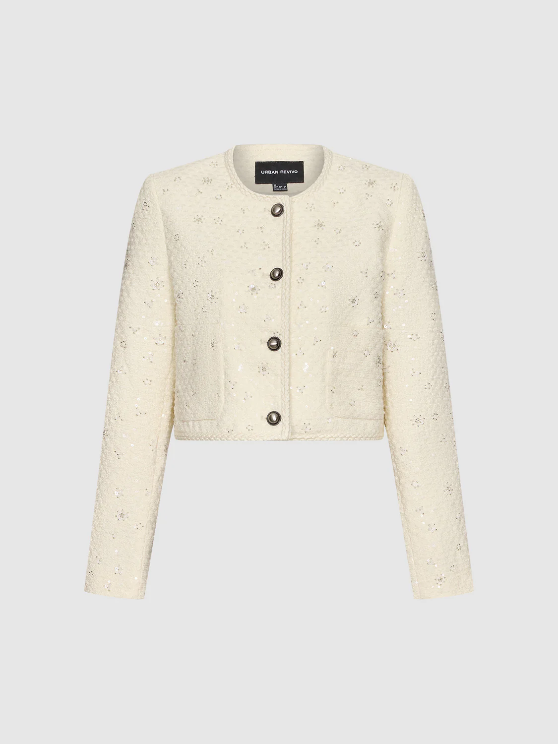 Crew Neck Embellished Button Up Jackets - Image 7