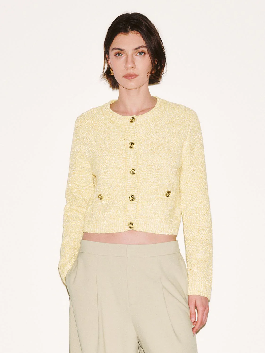 Crew Neck Knitted Cardigans