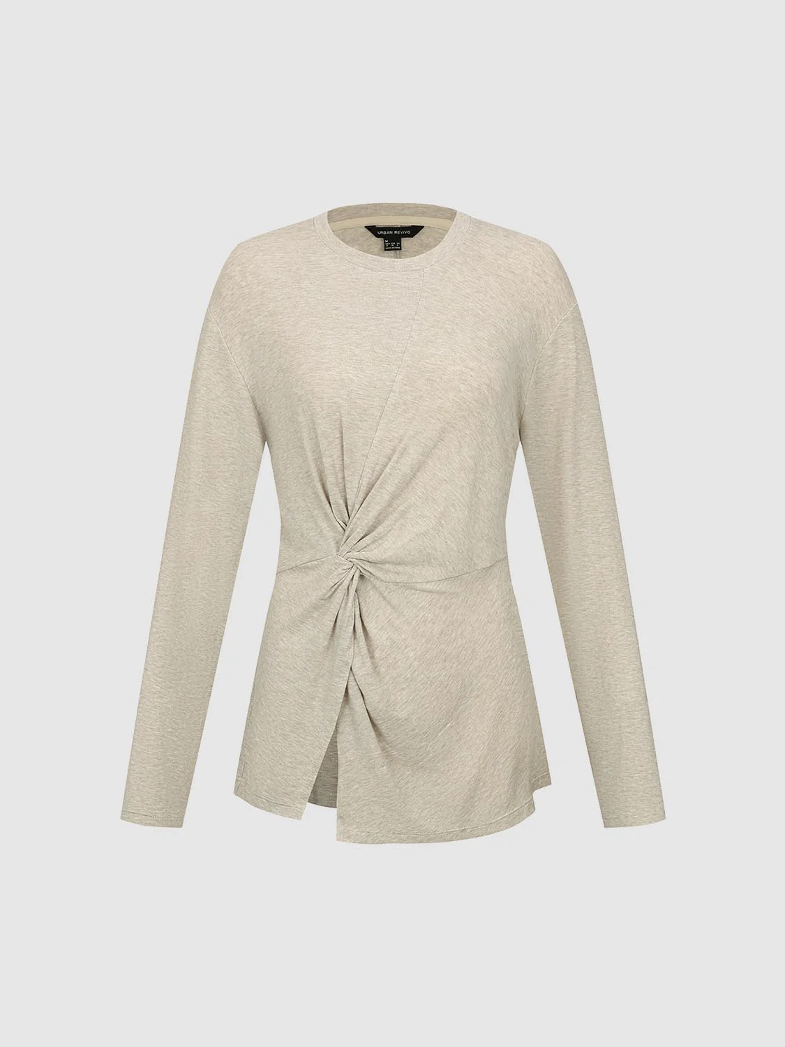 Crew Neck Knot Front Long Sleeve T-Shirts - Image 18