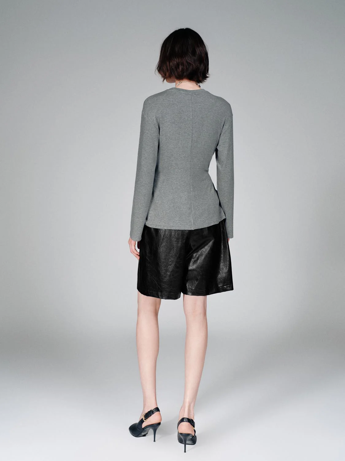 Crew Neck Knot Front Long Sleeve T-Shirts - Image 6