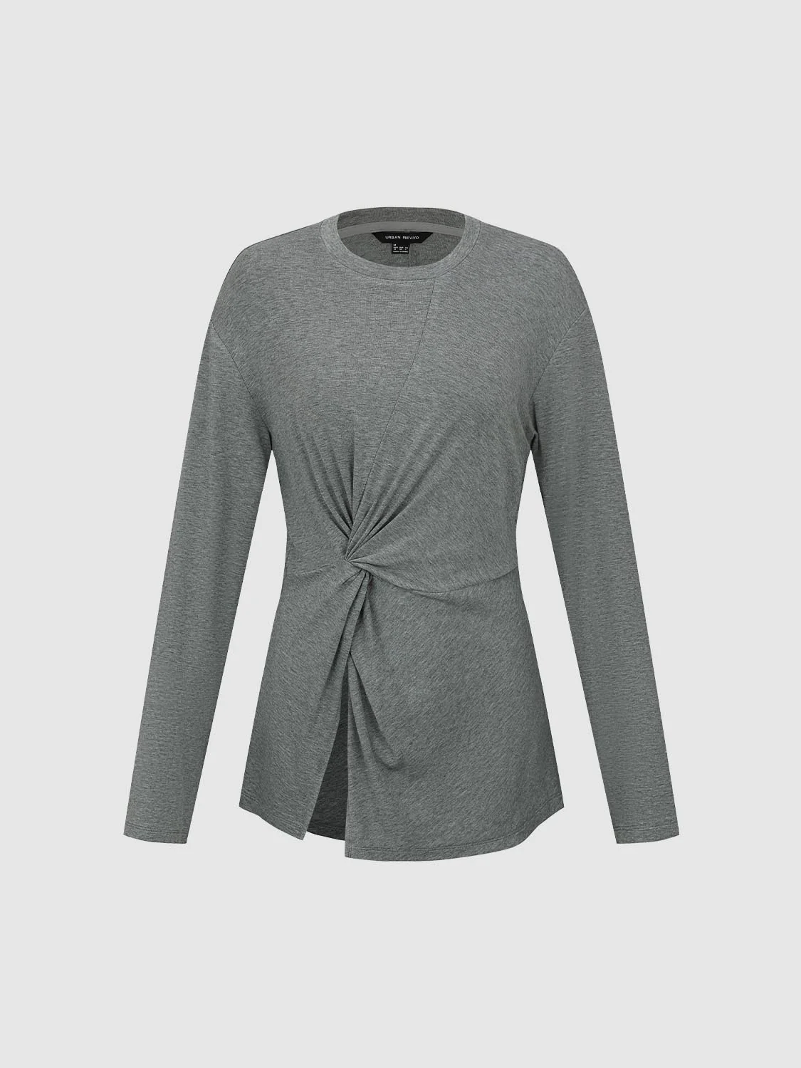 Crew Neck Knot Front Long Sleeve T-Shirts - Image 7