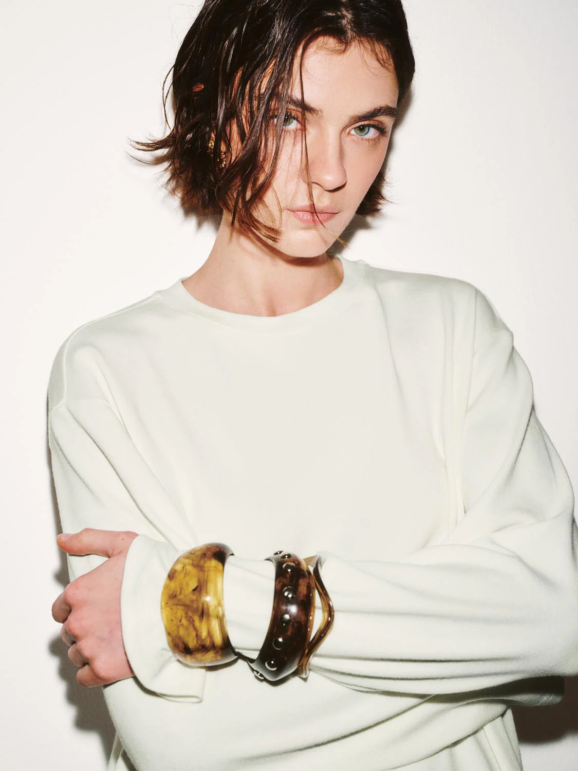 Crew Neck Lace Trim Long Sleeve T-Shirts - Image 3