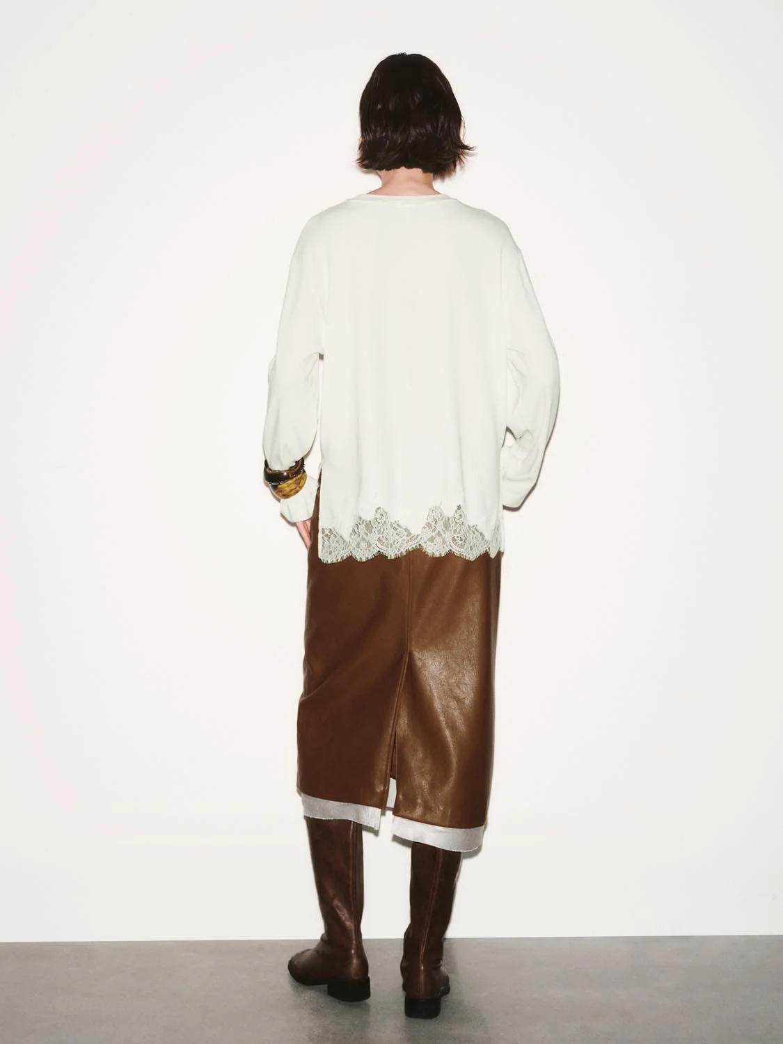 Crew Neck Lace Trim Long Sleeve T-Shirts - Image 6