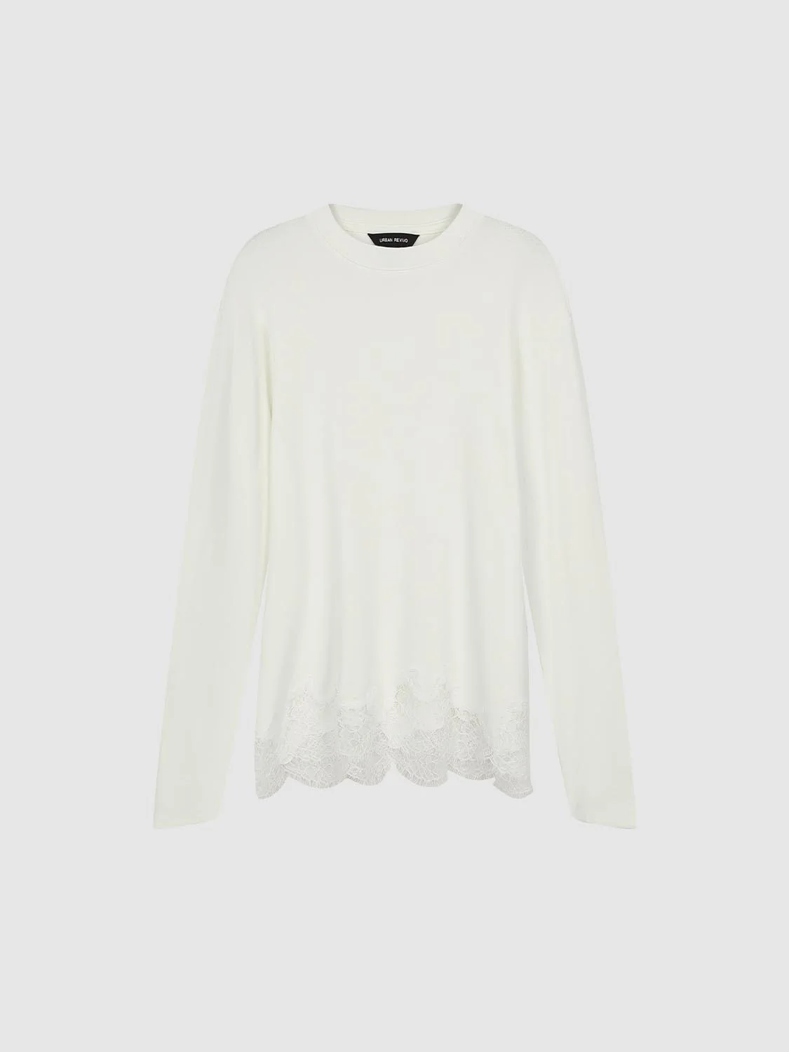 Crew Neck Lace Trim Long Sleeve T-Shirts - Image 7