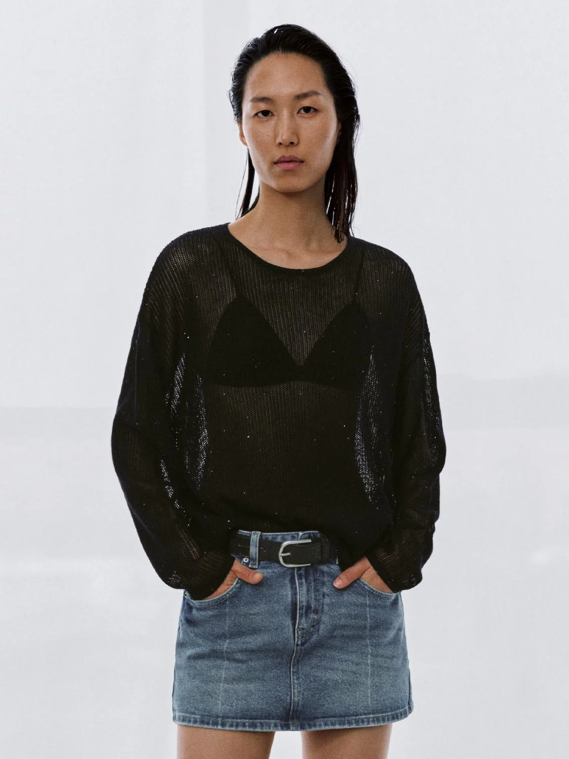 Crew Neck Long Sleeve Knitted T-Shirts - Image 4