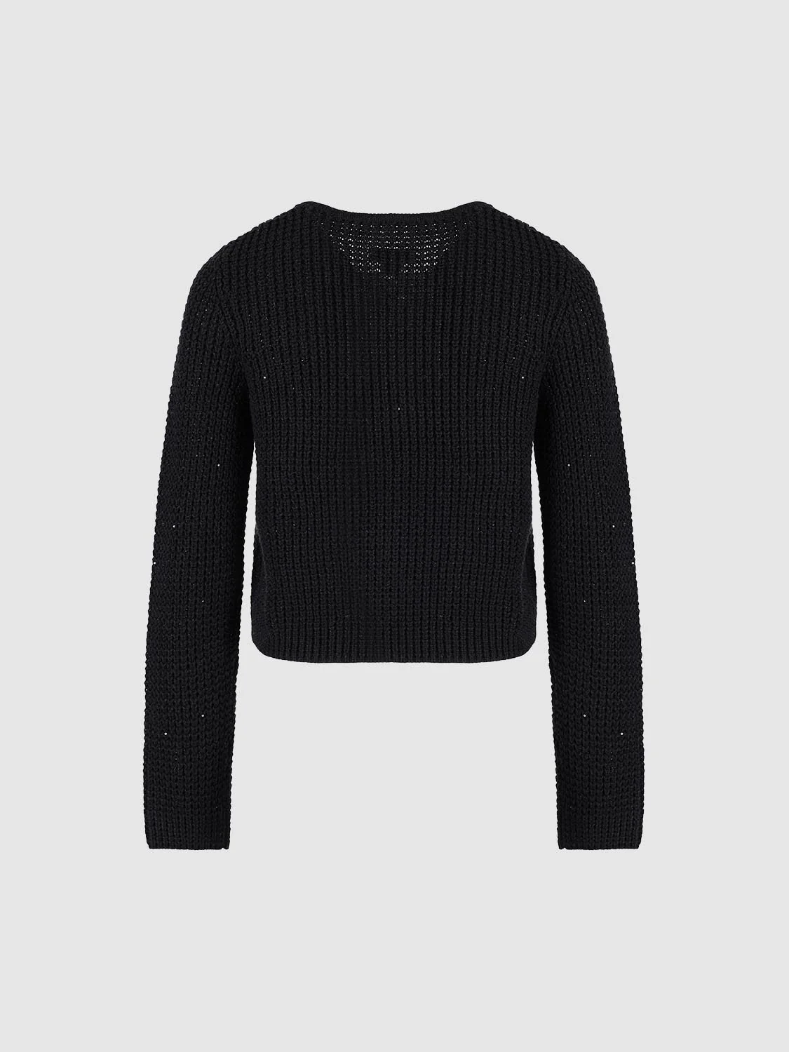 Crew Neck Patch Pockets Knitted Cardigans - Image 10