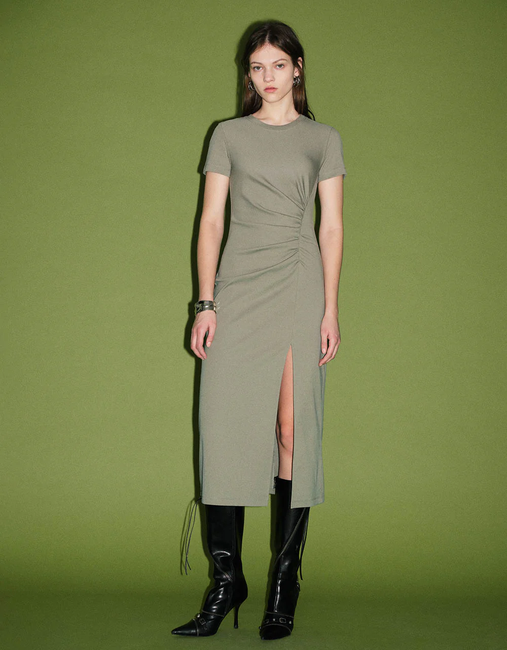 Crew Neck Skinny Knitted Dress - Image 9