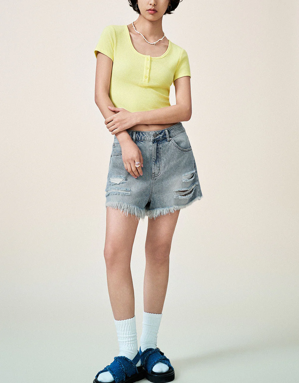 Crew Neck Skinny Knitted T-Shirt - Image 15