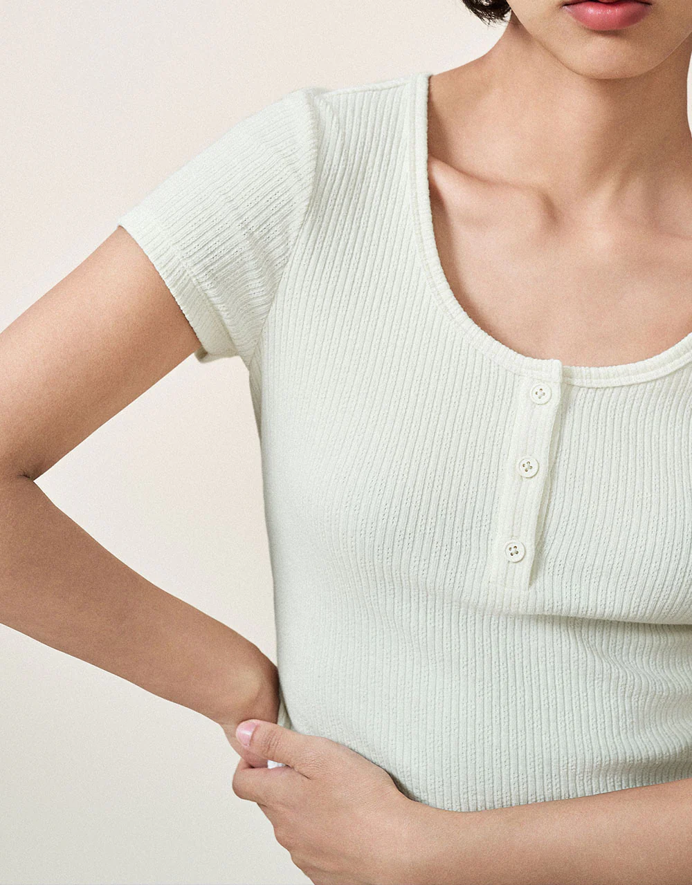 Crew Neck Skinny Knitted T-Shirt - Image 19