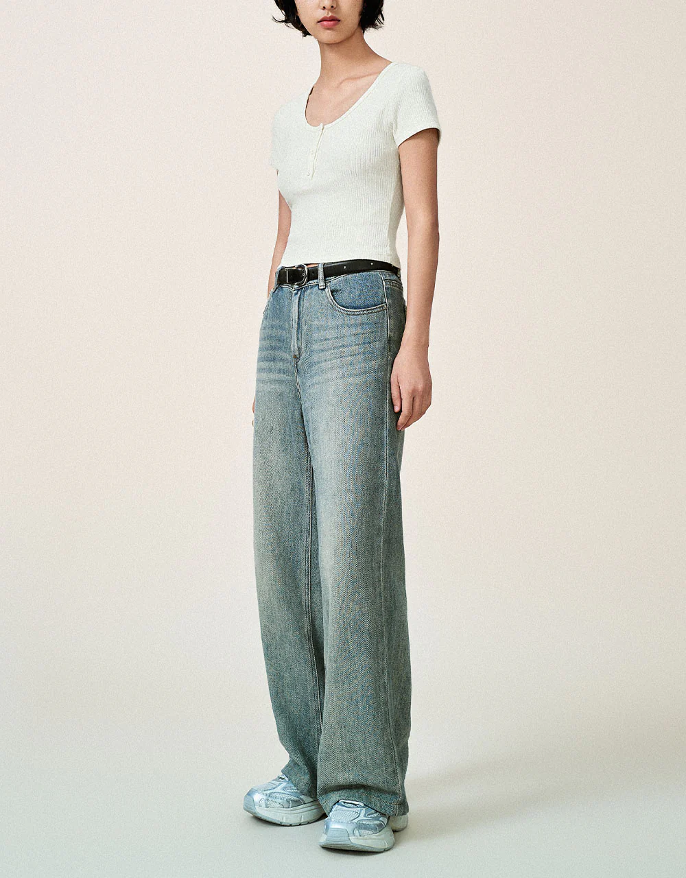 Crew Neck Skinny Knitted T-Shirt - Image 24