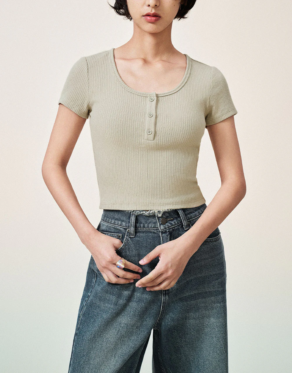 Crew Neck Skinny Knitted T-Shirt - Image 25