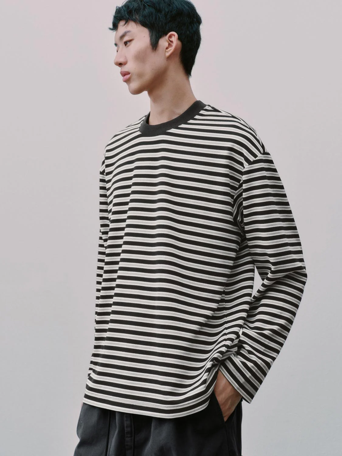 Crew Neck Striped Long Sleeve T-Shirts - Image 18
