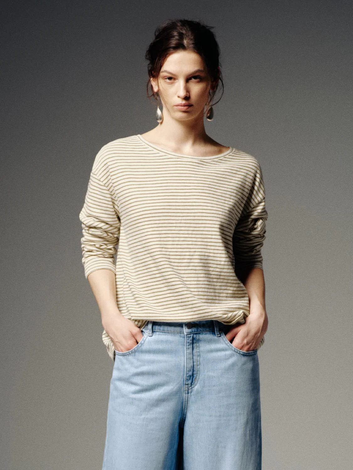 Crew Neck Striped Long Sleeve T-Shirts