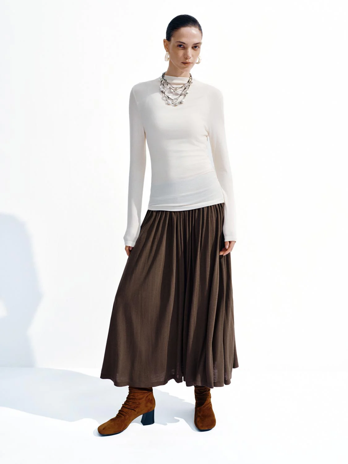 Crinkle A-Line Midi Skirts - Image 11