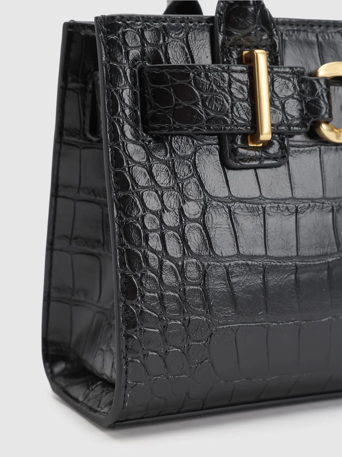 Crocodile-Embossed Handle Shoulder Bags - Image 6