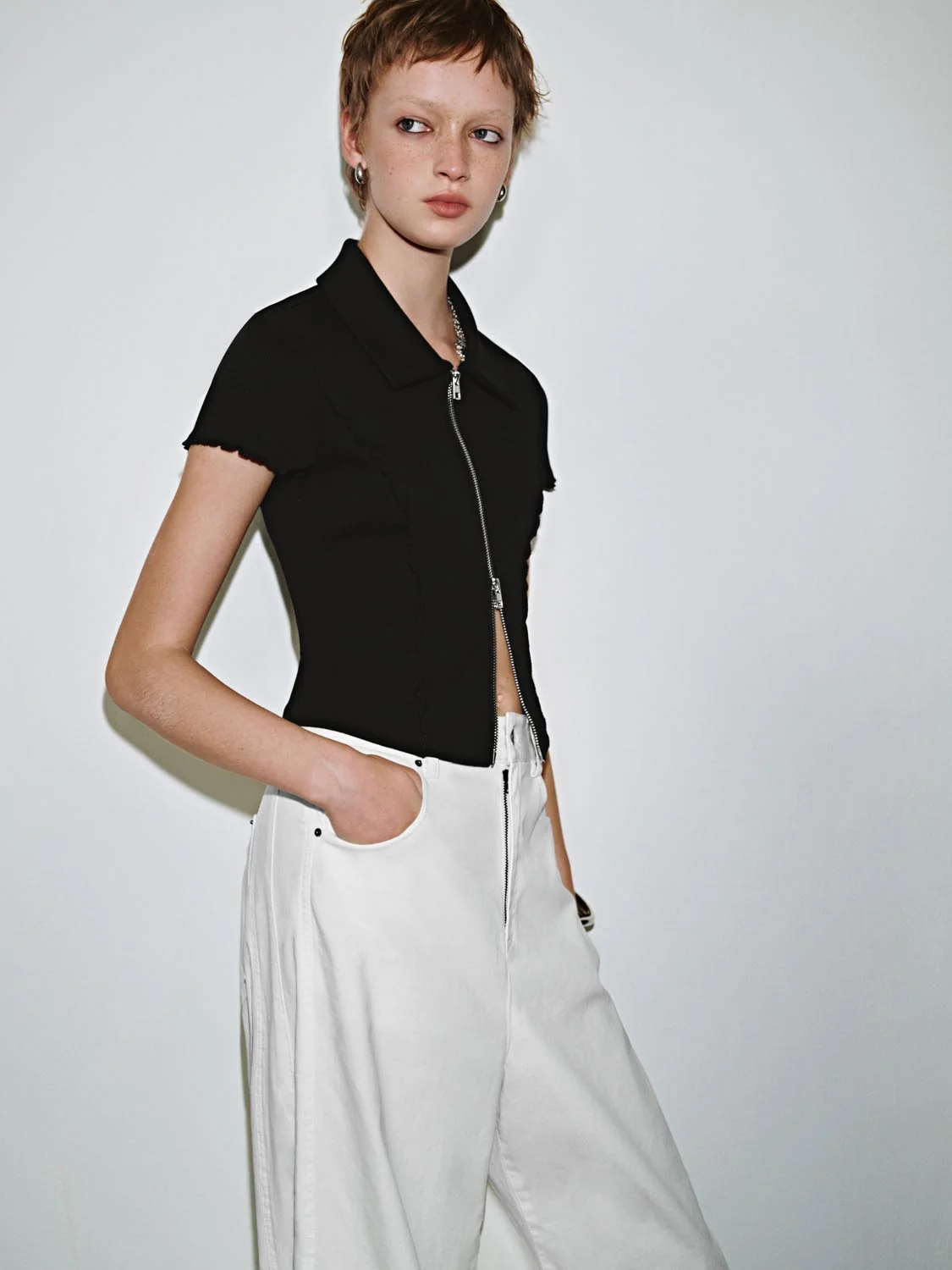 Cropped Zip Up T-Shirts - Image 2