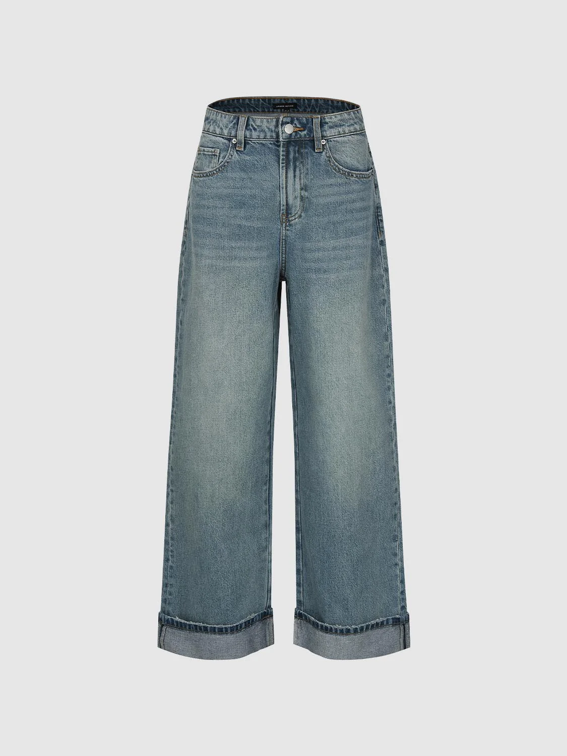 Cuffed Straight Leg Jeans - Image 2