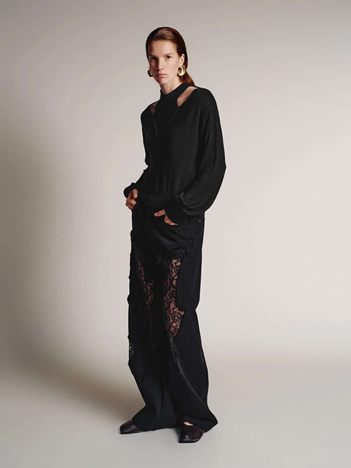 Cut-Out Long Sleeve Knitted T-Shirts - Image 4