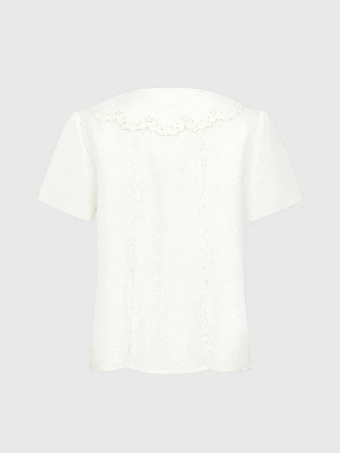 Cutwork Collar Short Sleeve Shirts - Image 2