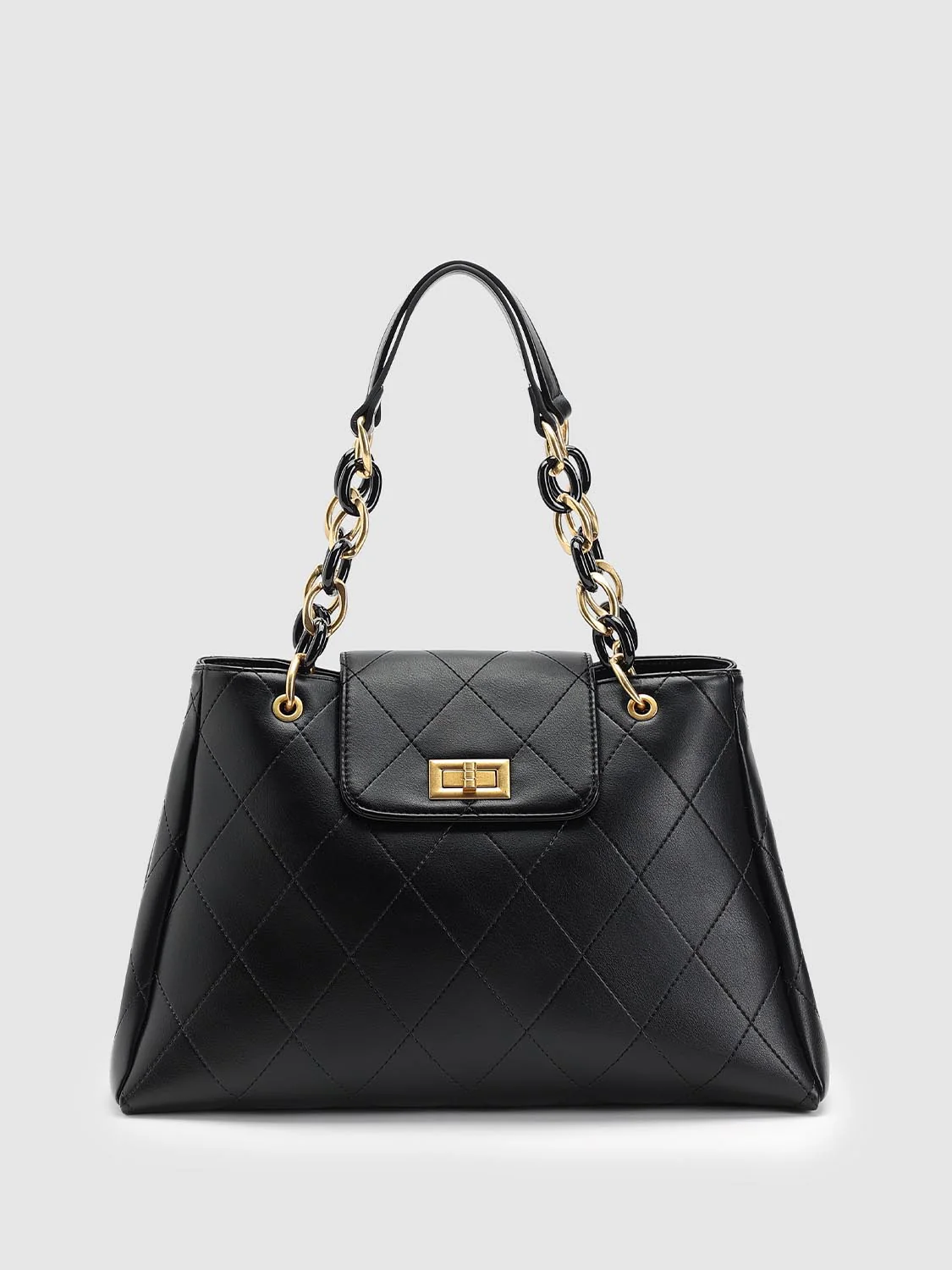 Diamond Chain Detail Handle Shoulder Bags - Image 9