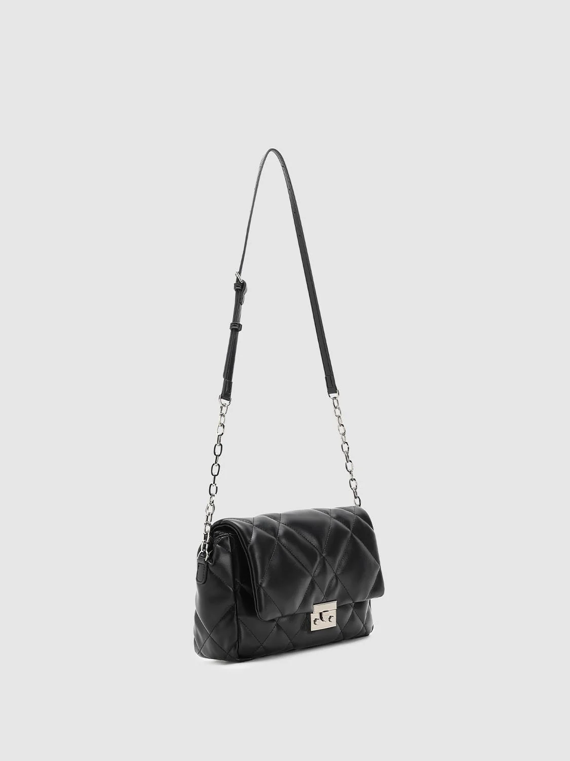 Diamond Quilted Chain Detail Shoulder Bags - Image 3
