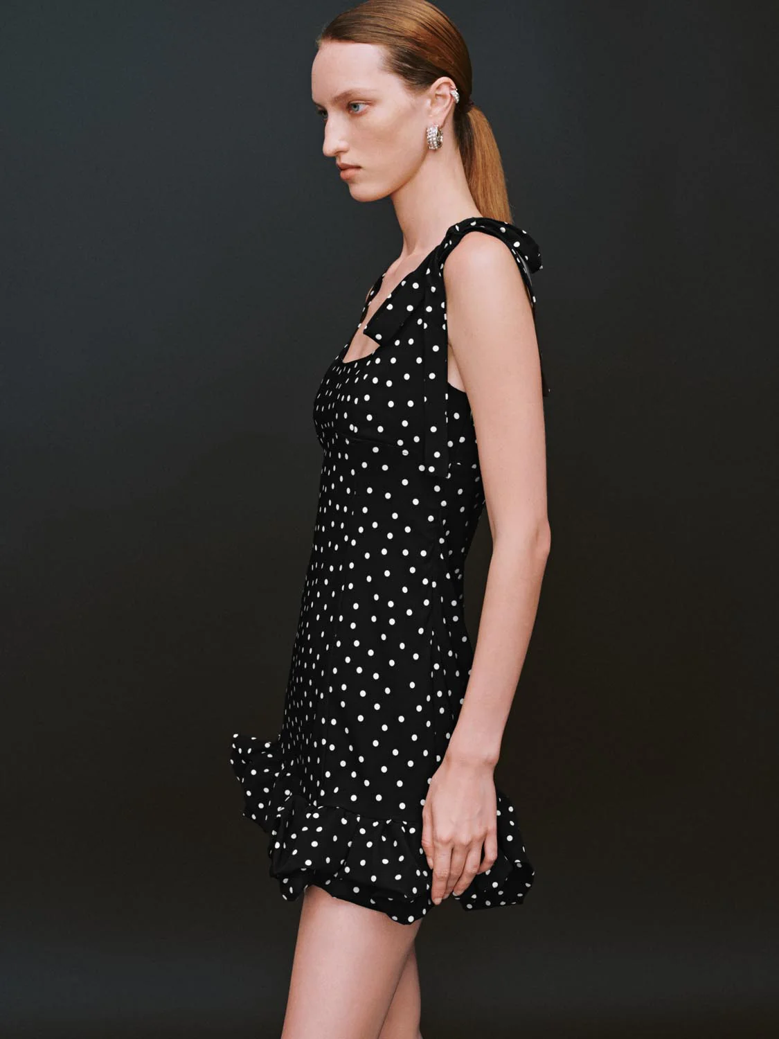 Dotted Ruffle Straight Dresses - Image 2