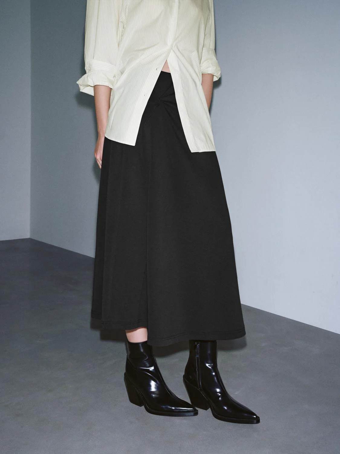 Draped A-Line Midi Skirts - Image 13