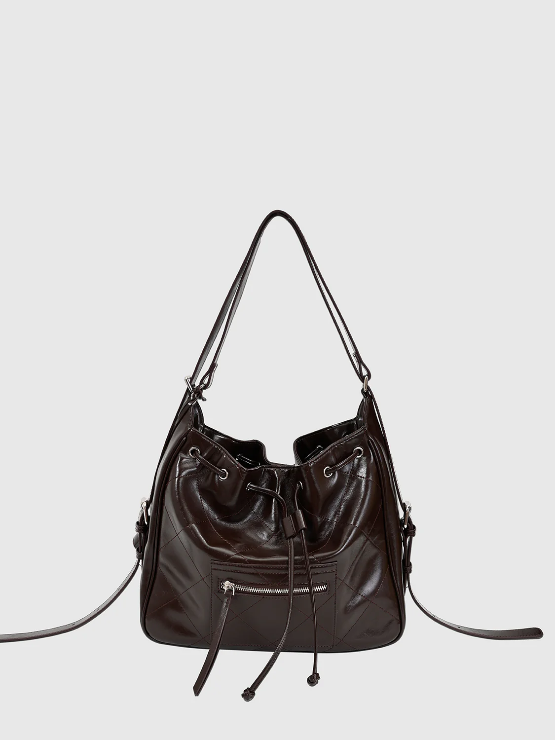 Drawstring Faux Leather Crossbody Shoulder Bags - Image 8