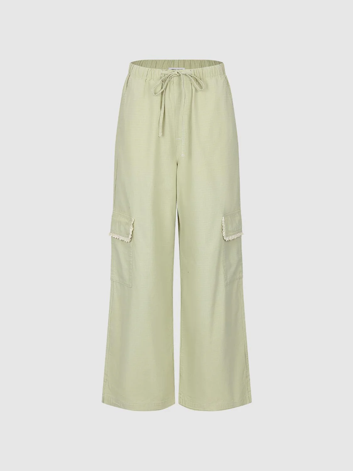 Drawstring Flap Pocket Pull On Wide Leg Jeans - Image 2