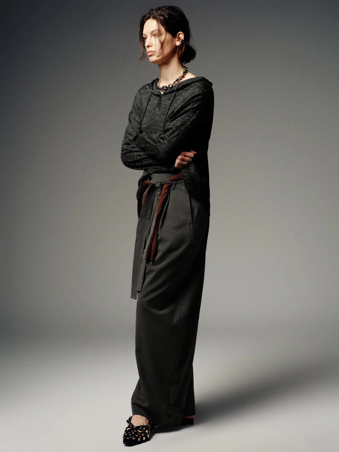 Drawstring Hooded Long Sleeve Knitted T-Shirts - Image 4